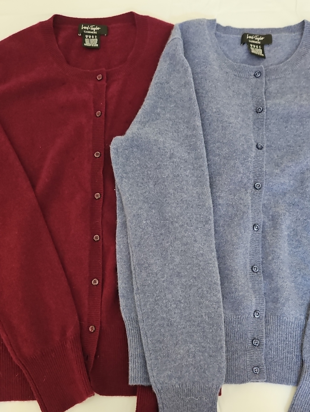Lord & Taylor Cashmere Cardigan Sweaters Medium Maroon and Periwinkle
